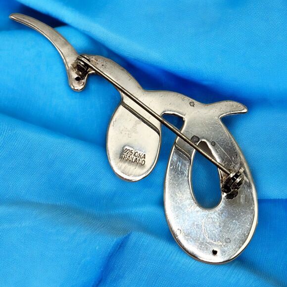 Vintage Modernist Sterling Silver 3" Brooch Pin Scribble Swirl 925 CNA Thailand - Picture 4 of 5